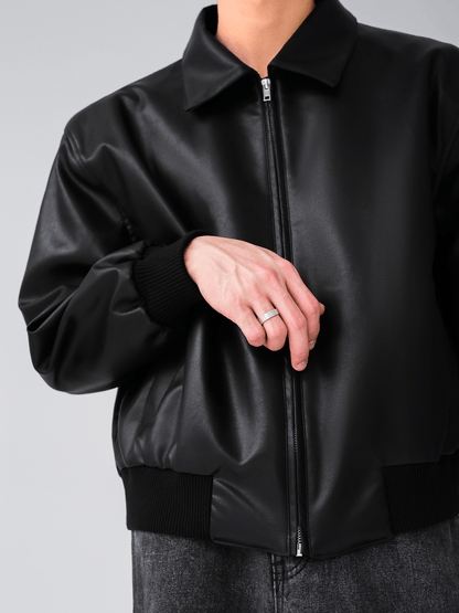 [HOHO] Dumb black leather jacket st1523