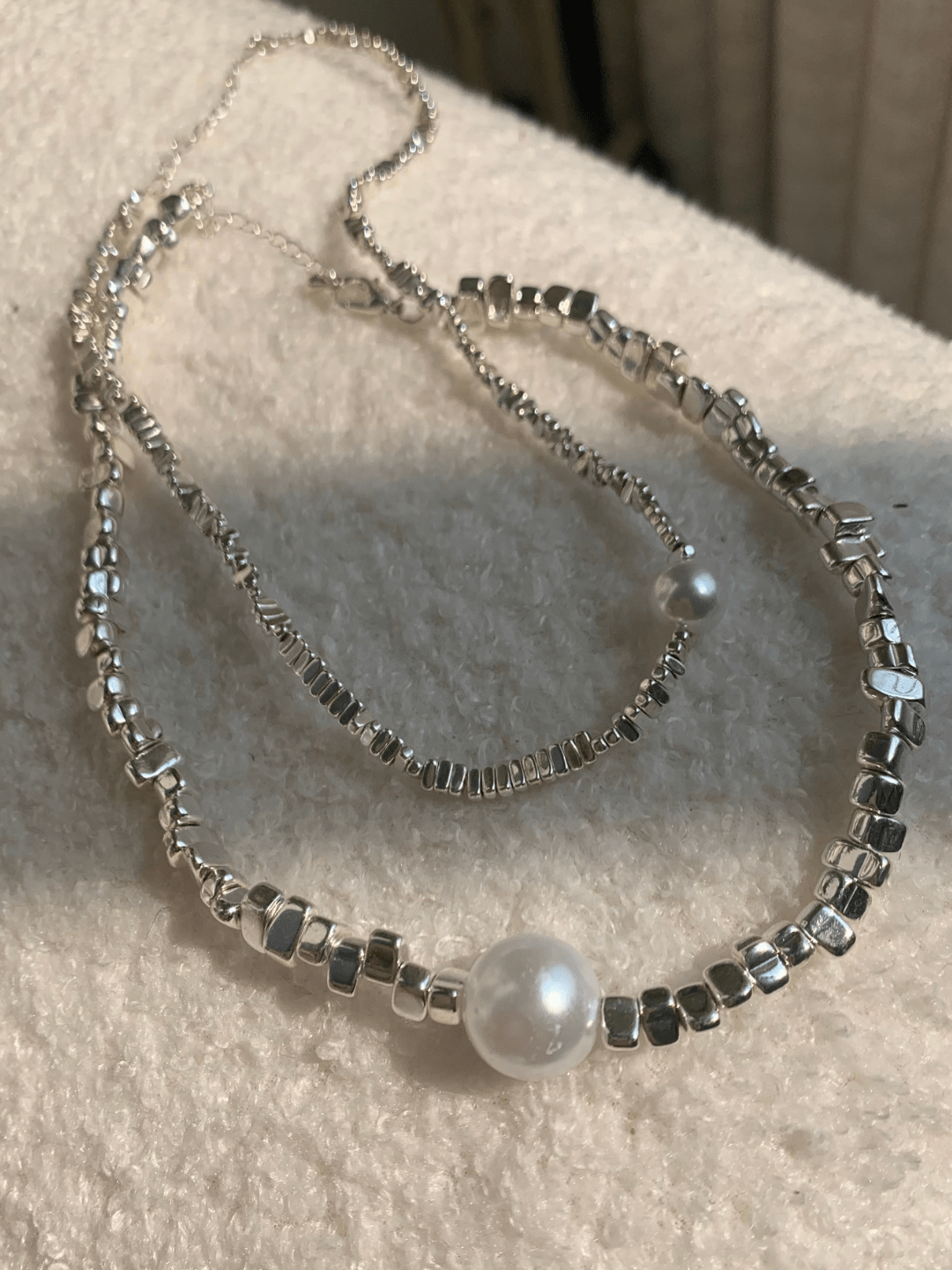 pearl jewelry simple silver necklace st2297