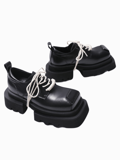 leather square head lace-up Derby shoes st1896