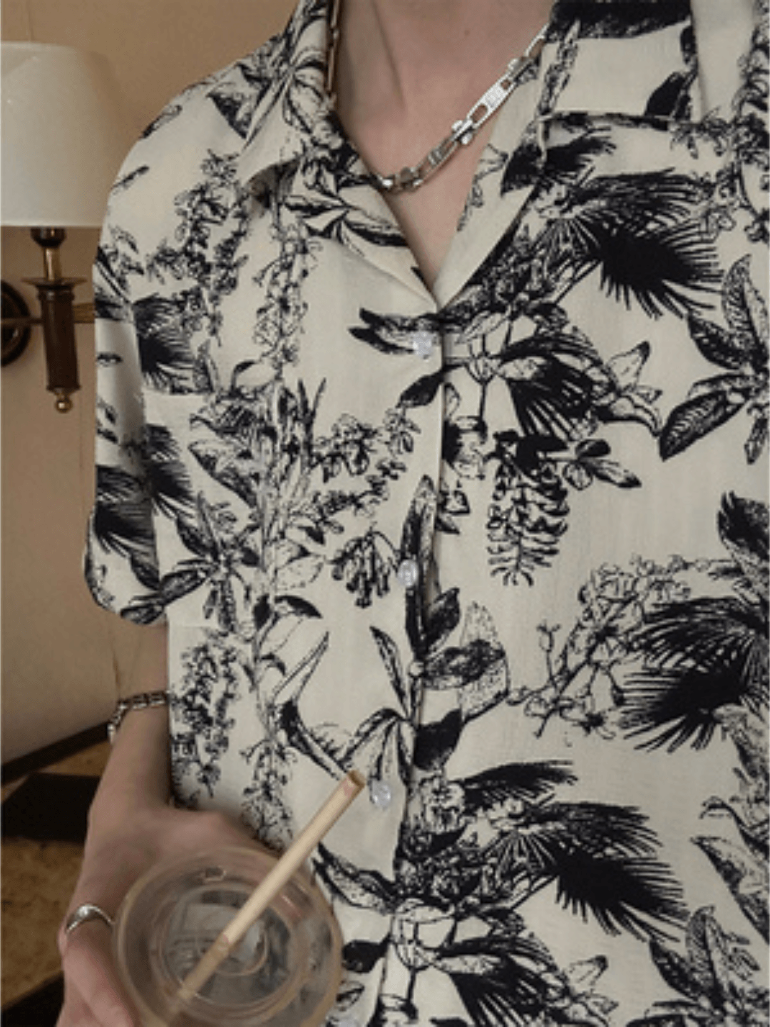 [JM HOMME] Tide Printed Short-sleeved Shirt st1747