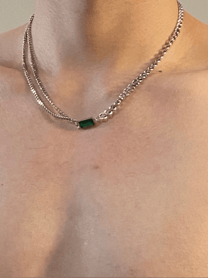 square green diamond necklace ST2295