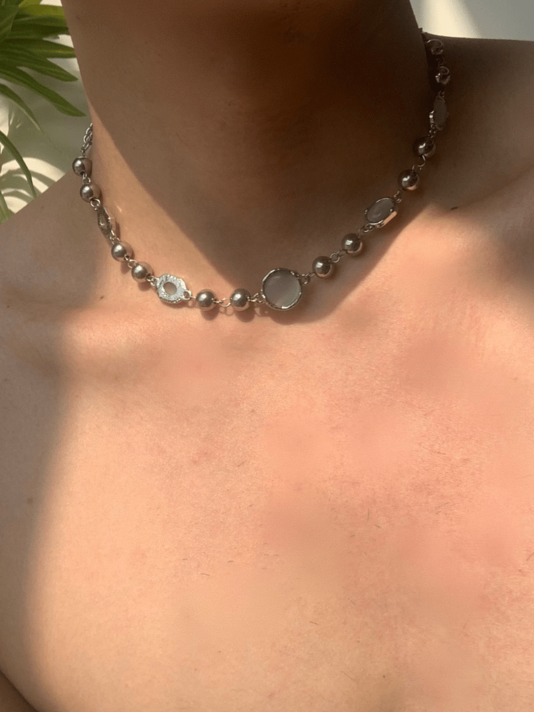 silver simple design chain necklace st2296