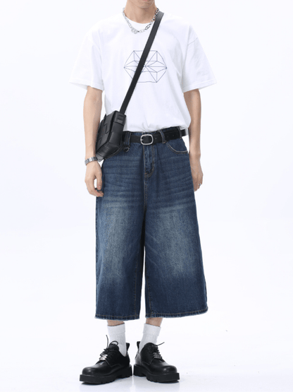 washed straight denim pants shorts st1626
