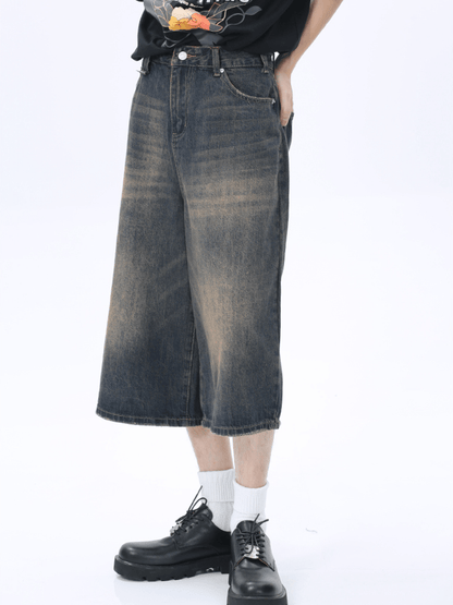 washed straight denim pants shorts st1626