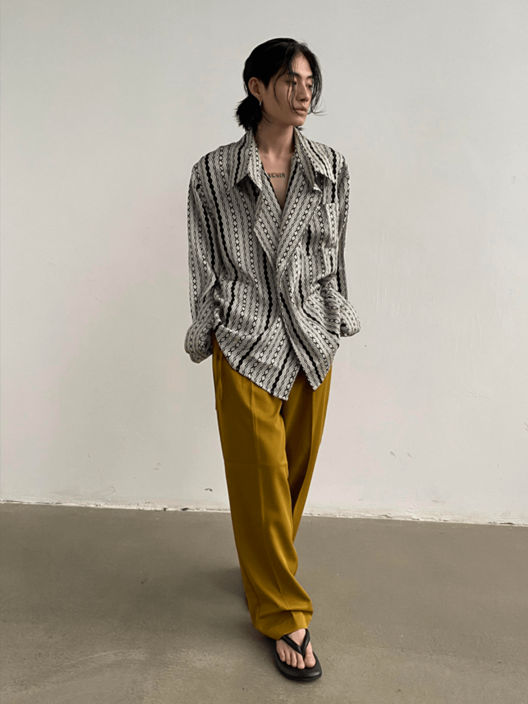 [GENESISBOY] silk drape loose shirt st1310