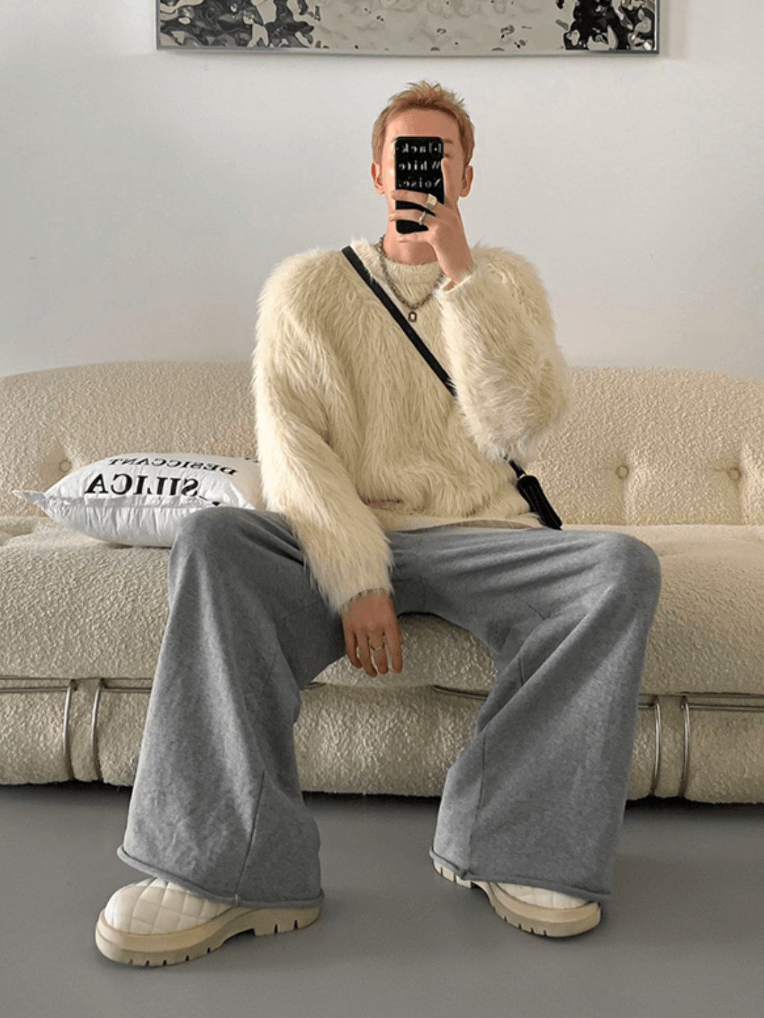 [HOZI] Round Fur Knit st1535