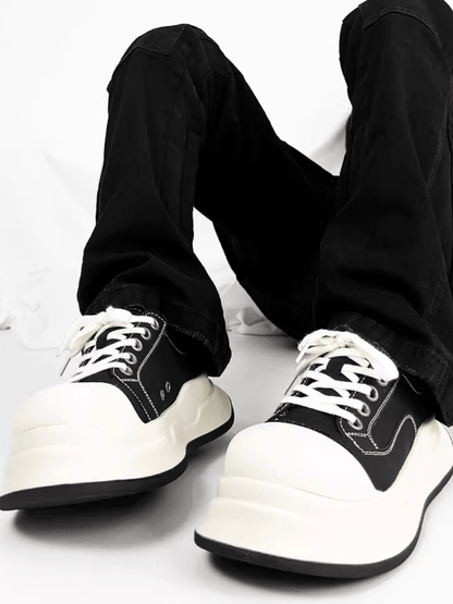 black and white round head shoes st2185
