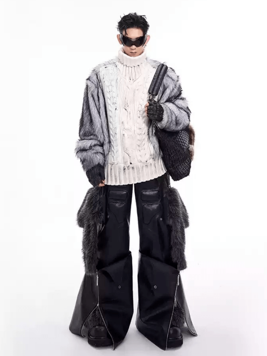 [STARTEXCEEDEND] Fur turtleneck sweater st2795