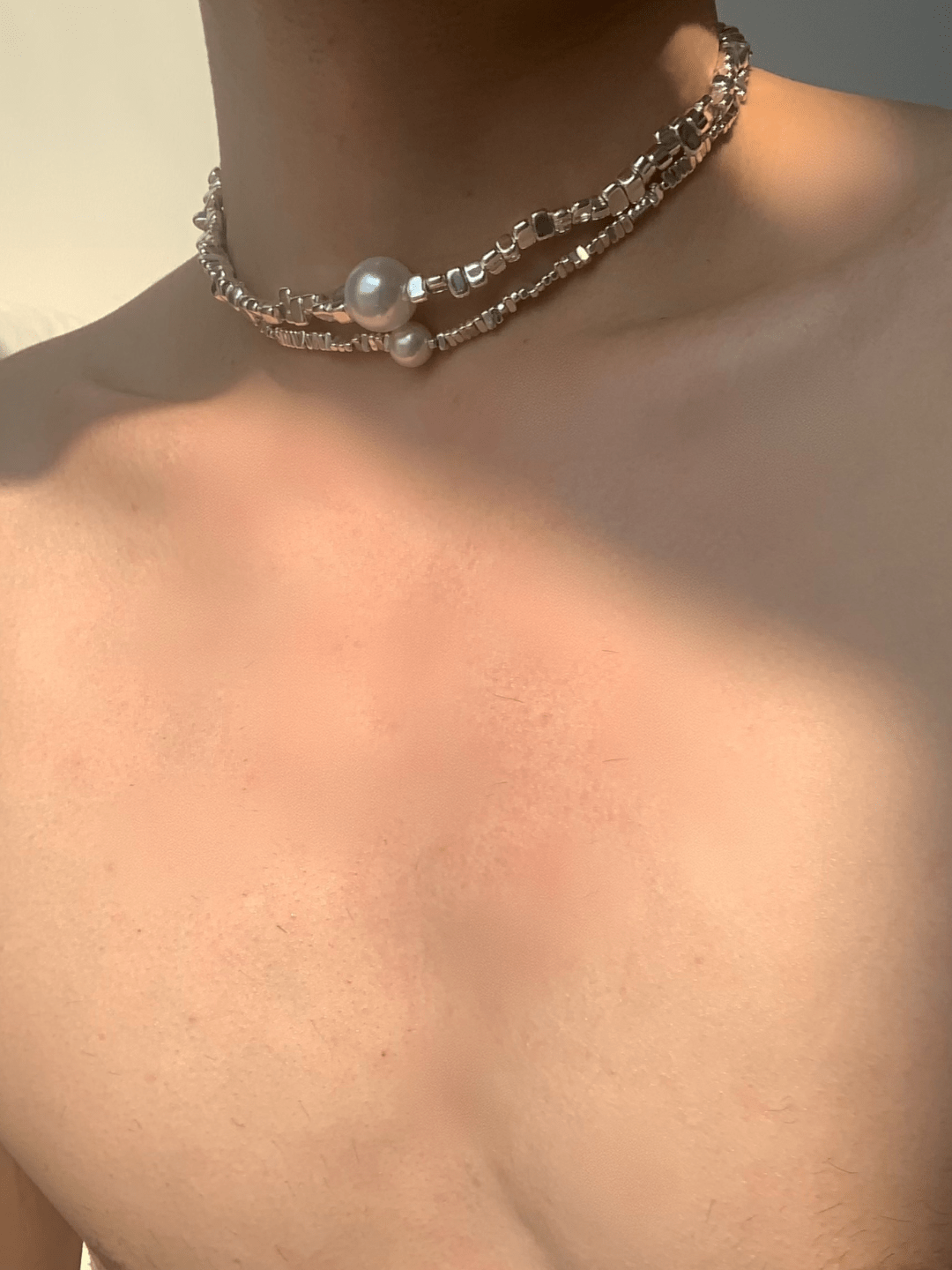pearl jewelry simple silver necklace st2297