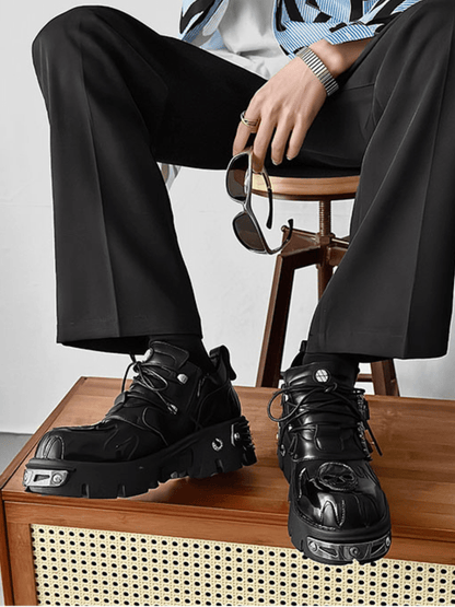 Punk Metal Leather Shoes st1643