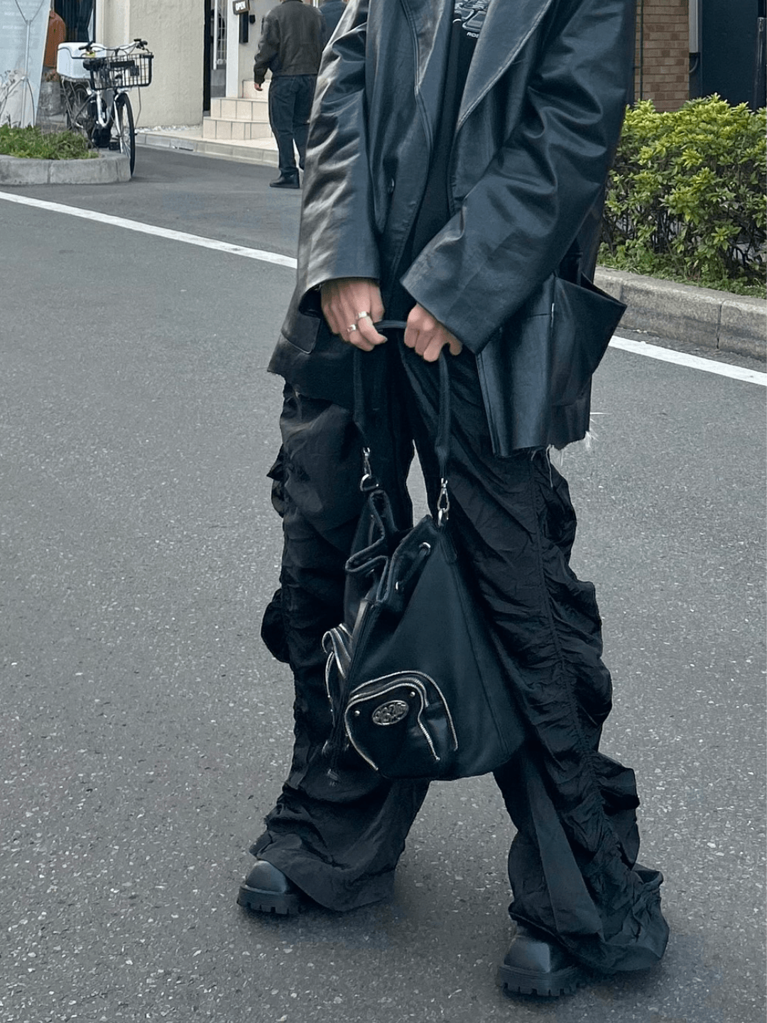 [n40mz] shirring wide-leg long pants st1002