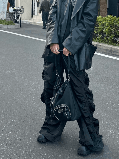 [n40mz] shirring wide-leg long pants st1002