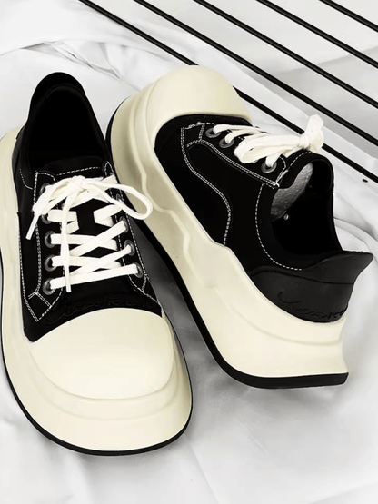 black and white round head shoes st2185