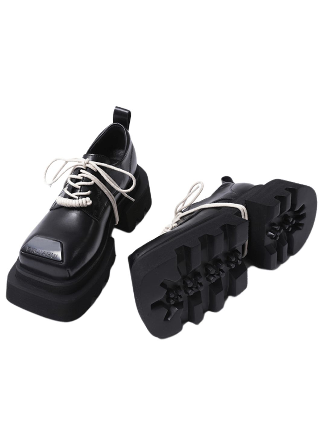 leather square head lace-up Derby shoes st1896