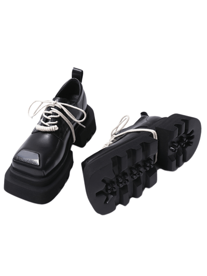 leather square head lace-up Derby shoes st1896