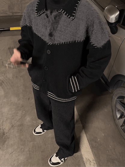 [JM HOMME] Clashing color loose sweater jacket st1764