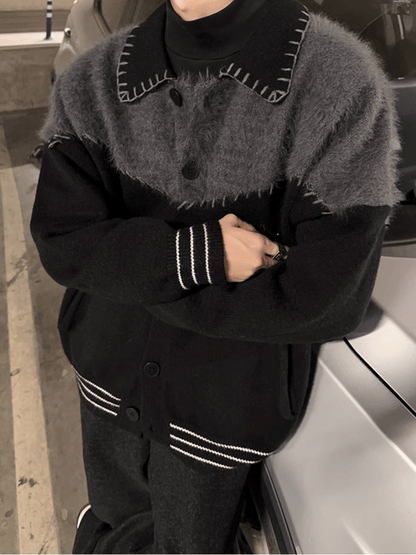 [JM HOMME] Clashing color loose sweater jacket st1764