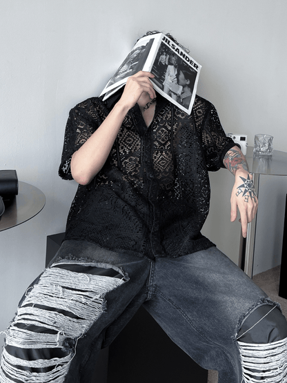 hollow design sense loose shirts st1791