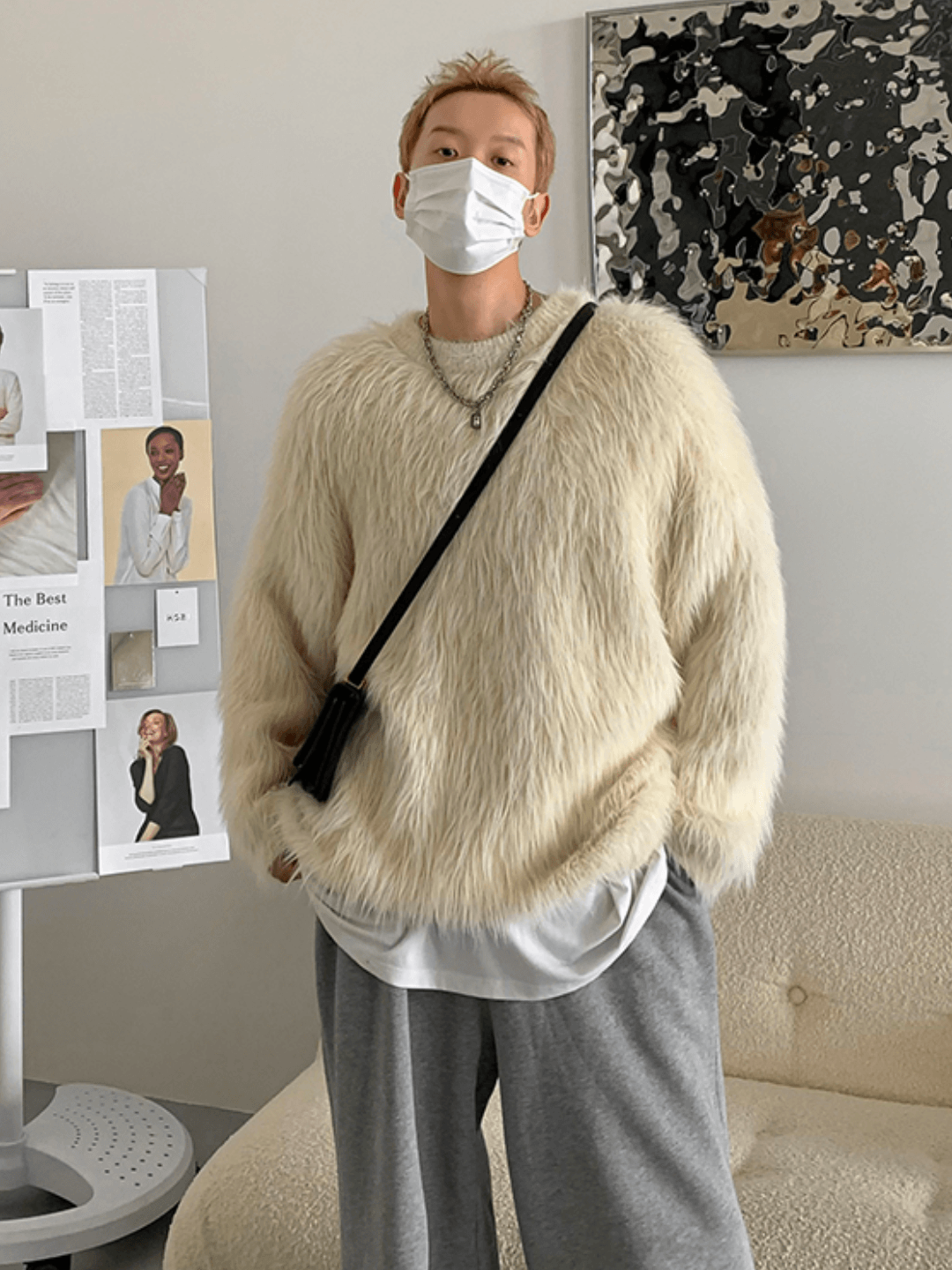 [HOZI] Round Fur Knit st1535
