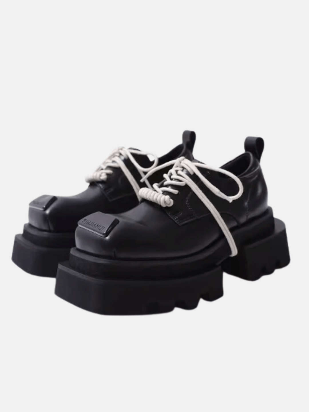 leather square head lace-up Derby shoes st1896