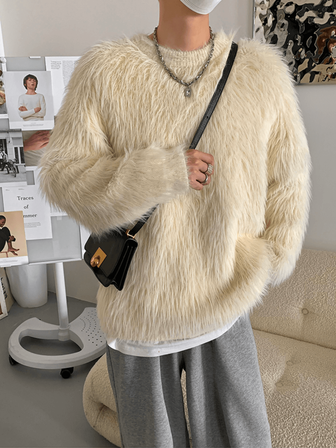 [HOZI] Round Fur Knit st1535