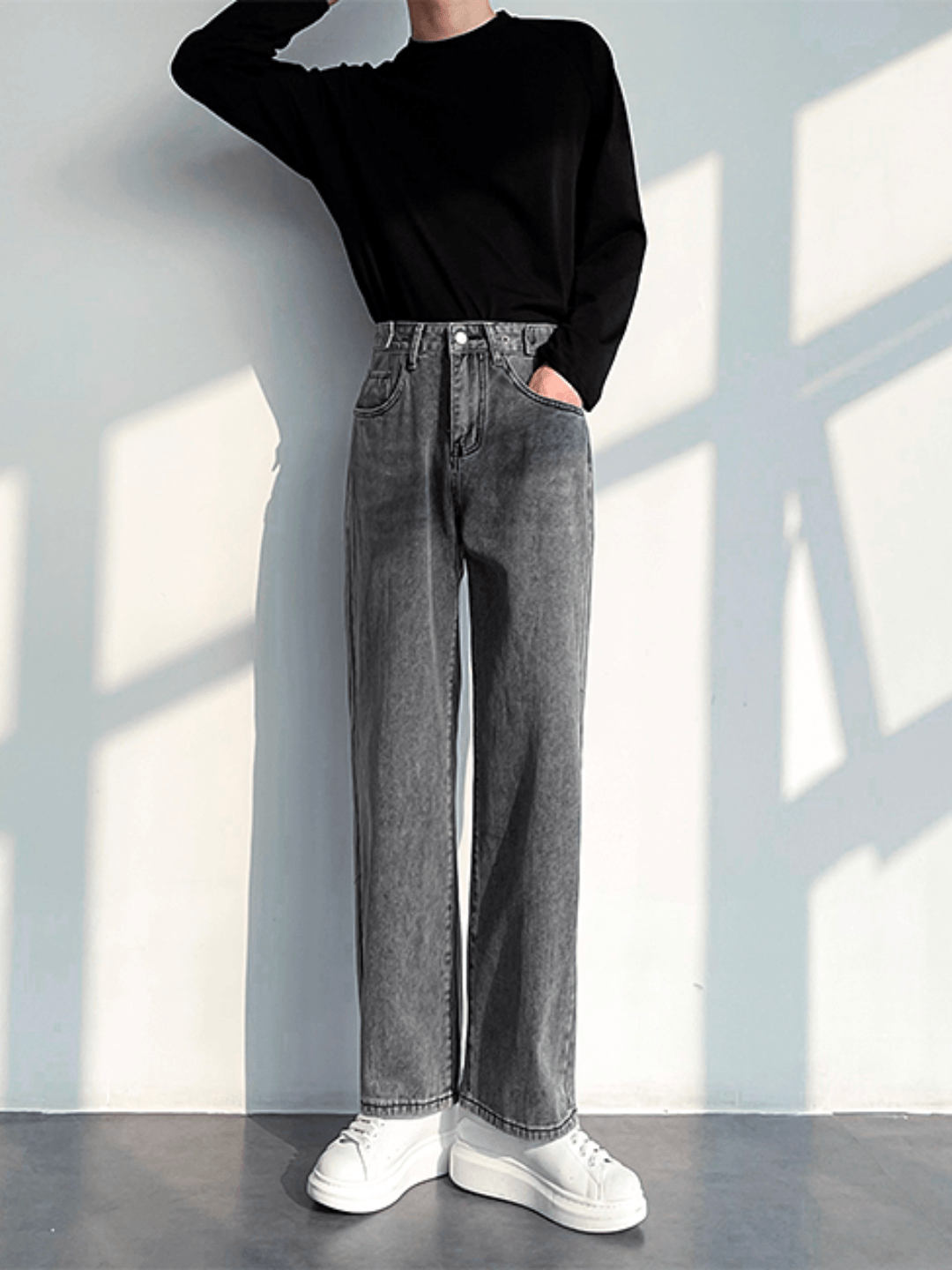 [HOHO] Loose Straight Denim Pants st1234