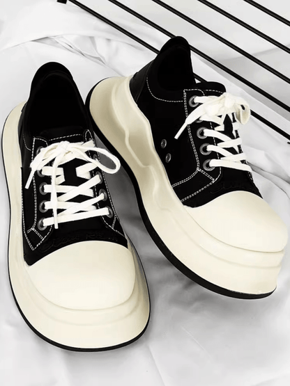 black and white round head shoes st2185