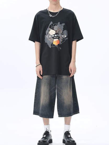 washed straight denim pants shorts st1626