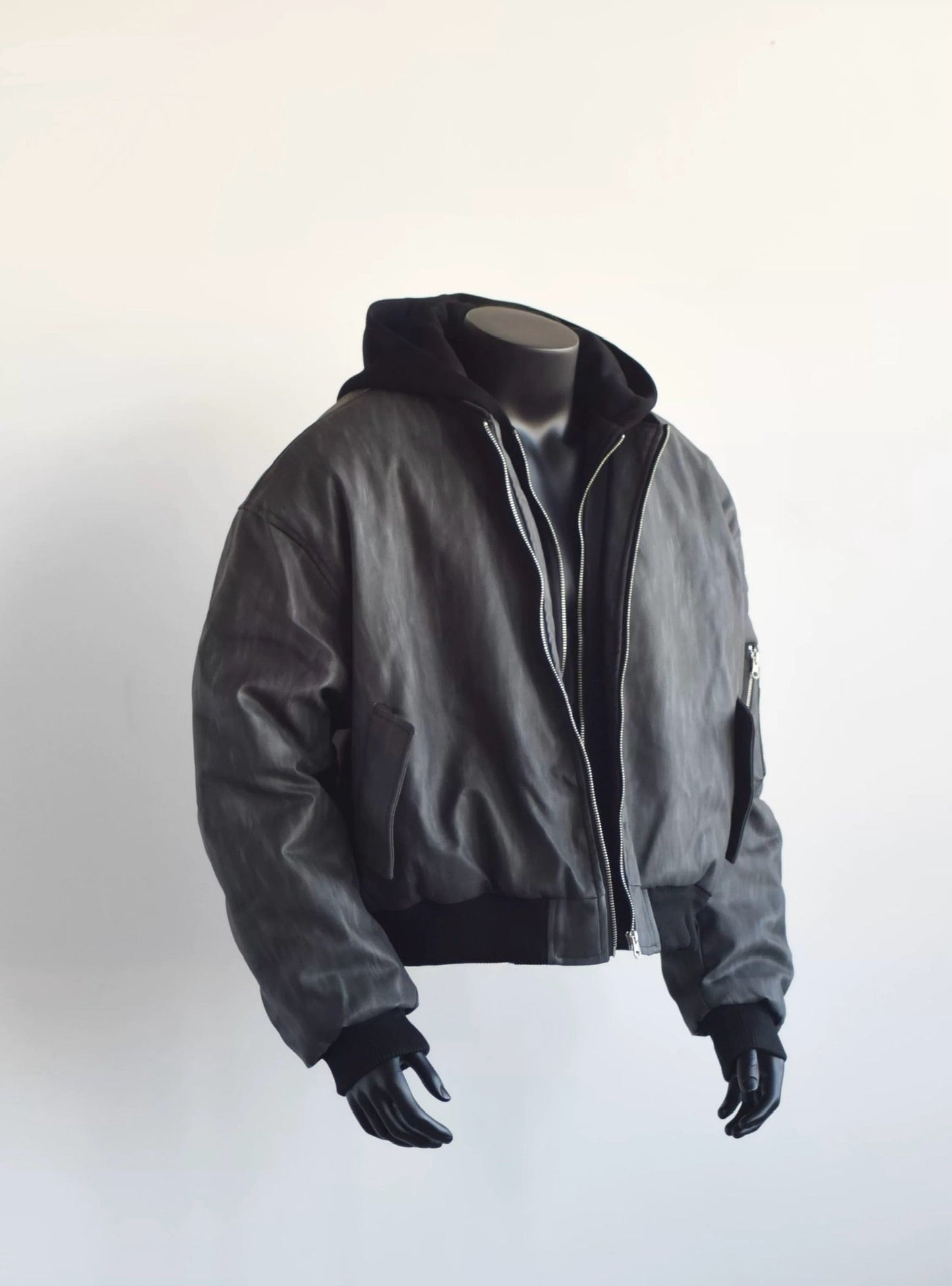 [HFB] DOUBLE-LAYER HOODED BOMBER JACKET st4010