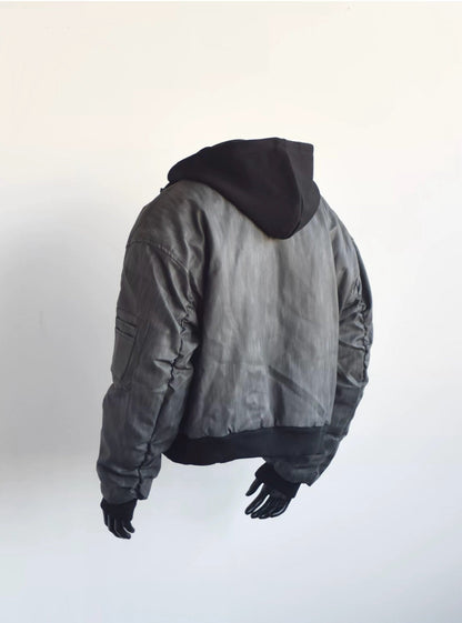 [HFB] DOUBLE-LAYER HOODED BOMBER JACKET st4010