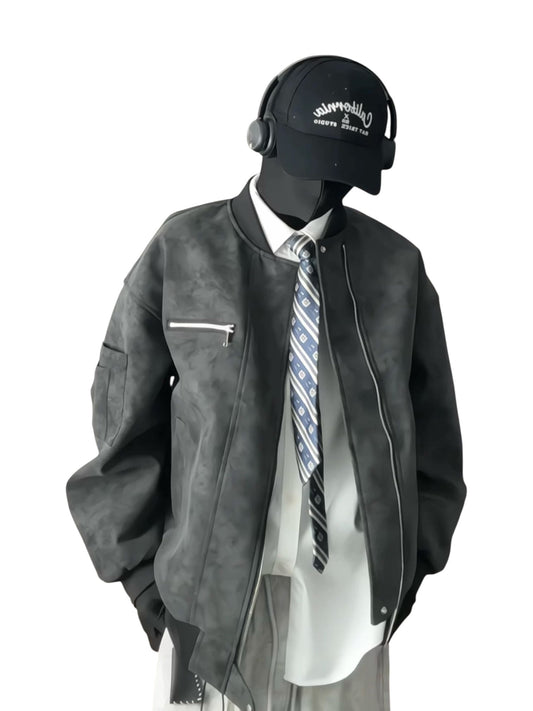 [TANCCHUI] LOOSE STAND-COLLAR MOTO JACKET st5038