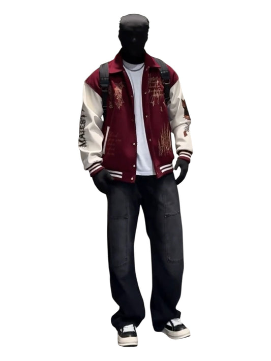 [W.K] PATCHED VARSITY EMBROIDERED JACKET st5030