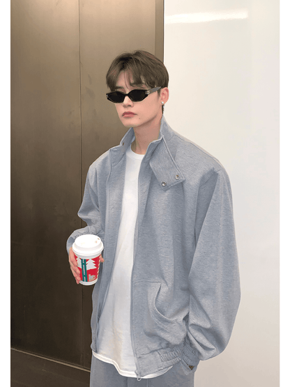 [CUIBUJU] Stand collar shoulder pad cardigan sweater set-up st1811