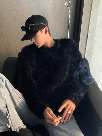 [HOZI] Round Fur Knit st1535