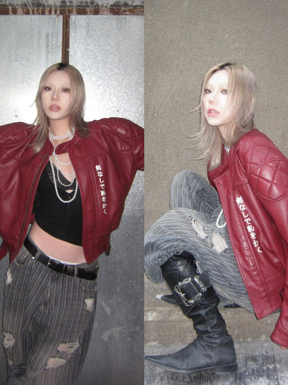 [REGEN ZONE] DRAGON-BLADE FAUX LEATHER JACKET st5026