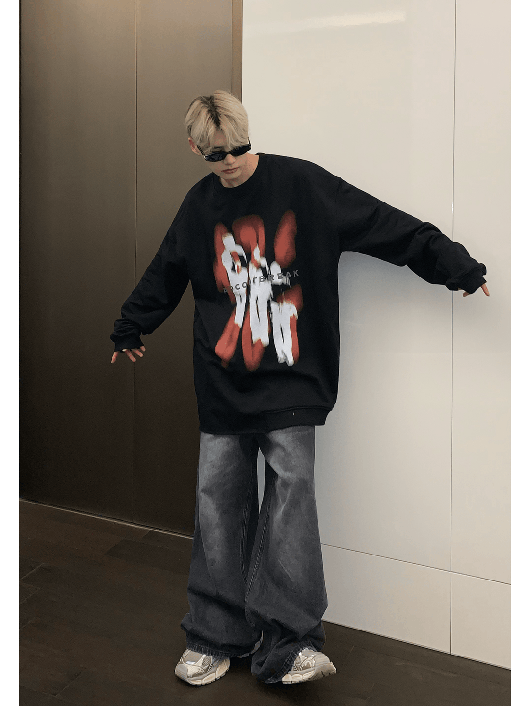[CUIBUJU] color contrast printing sweater ST1846