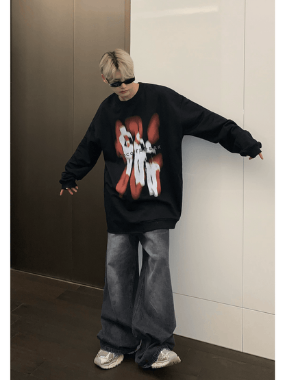 [CUIBUJU] color contrast printing sweater ST1846