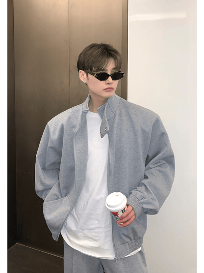 [CUIBUJU] Stand collar shoulder pad cardigan sweater set-up st1811