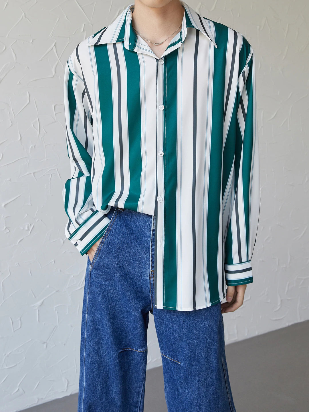 [DAZIONSED] STRIPE LONG SHIRT ST1135