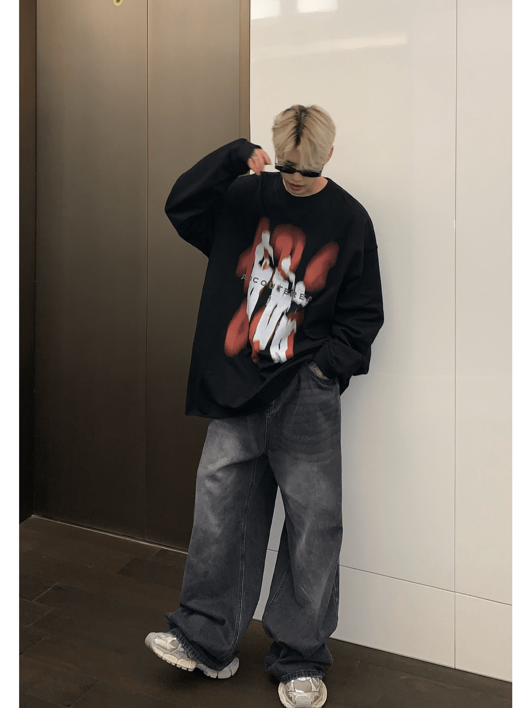 [CUIBUJU] color contrast printing sweater ST1846