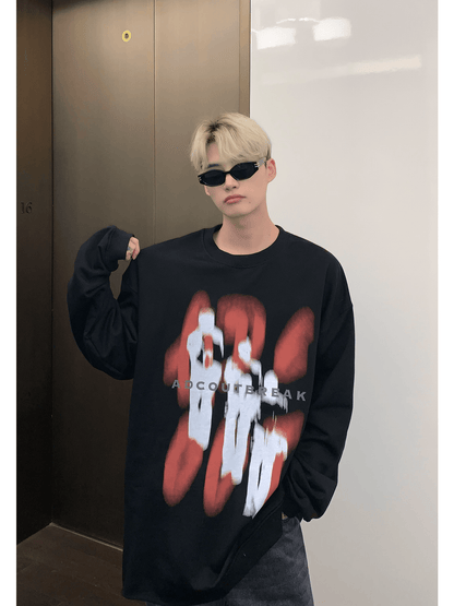 [CUIBUJU] color contrast printing sweater ST1846