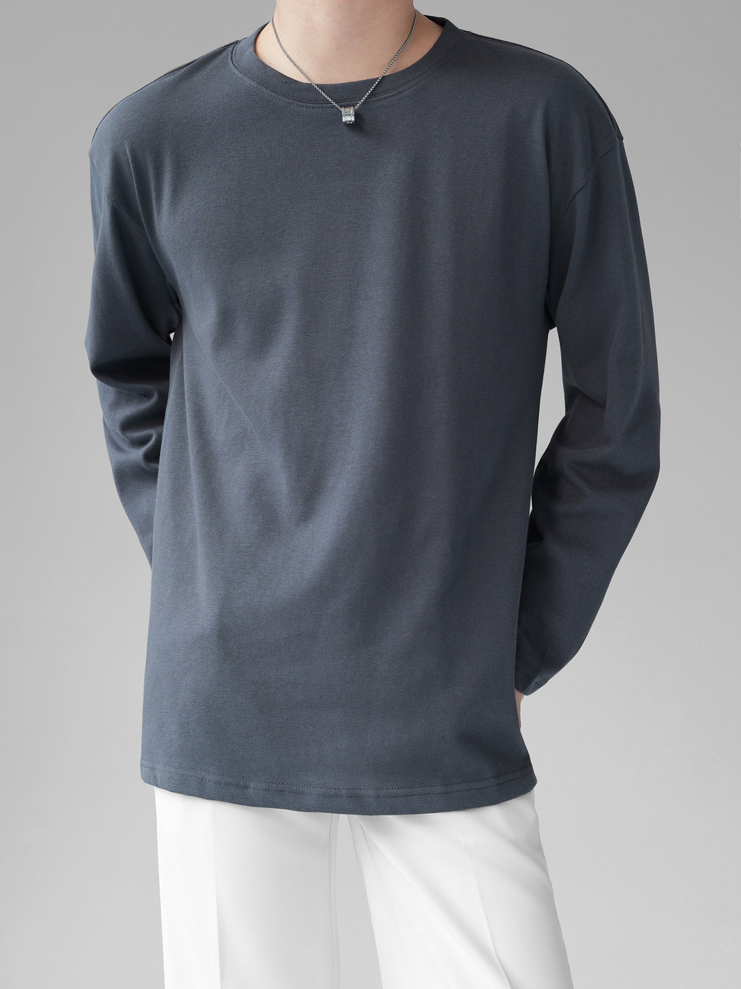 [HOHO] Self-made high-end drape solid color T-shirt ST1750