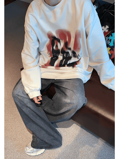 [CUIBUJU] color contrast printing sweater ST1846