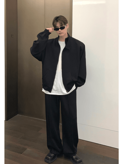 [CUIBUJU] Stand collar shoulder pad cardigan sweater set-up st1811