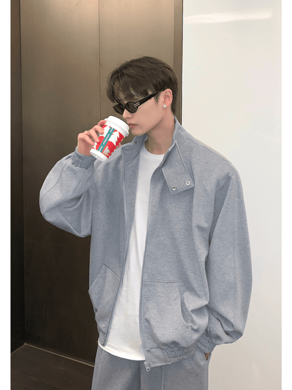 [CUIBUJU] Stand collar shoulder pad cardigan sweater set-up st1811