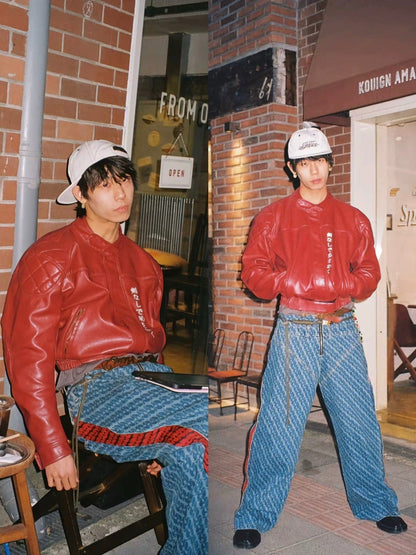 [REGEN ZONE] DRAGON-BLADE FAUX LEATHER JACKET st5026