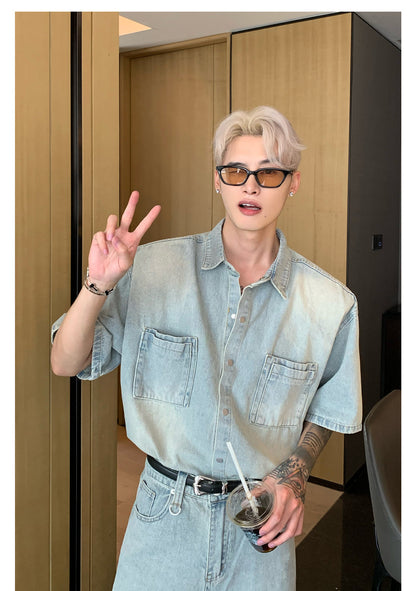 [CUIBUJU] Niche made washed denim set up st1720