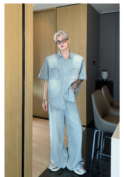[CUIBUJU] Niche made washed denim set up st1720