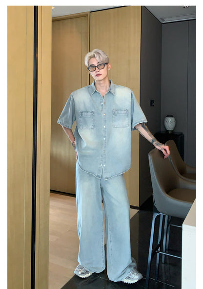 [CUIBUJU] Niche made washed denim set up st1720