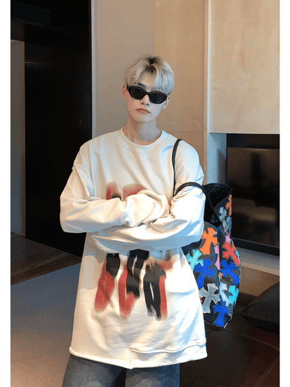 [CUIBUJU] color contrast printing sweater ST1846